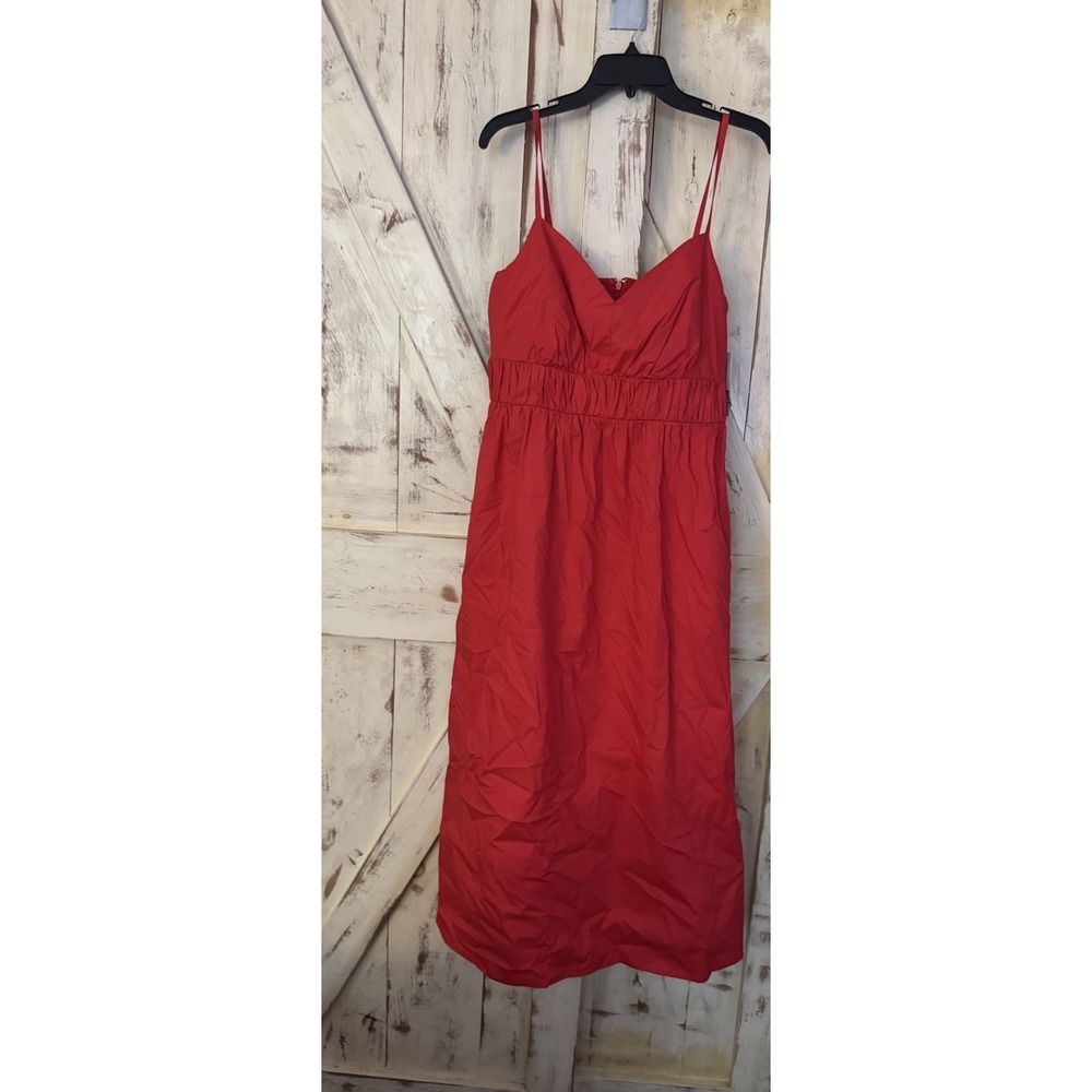 Donna Morgan Red Sweatheart Neck Smocked Waist Dress Back Zip NWT